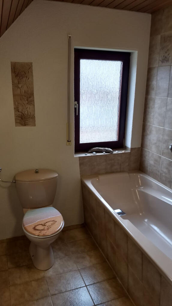 Wannenbad und Toilette